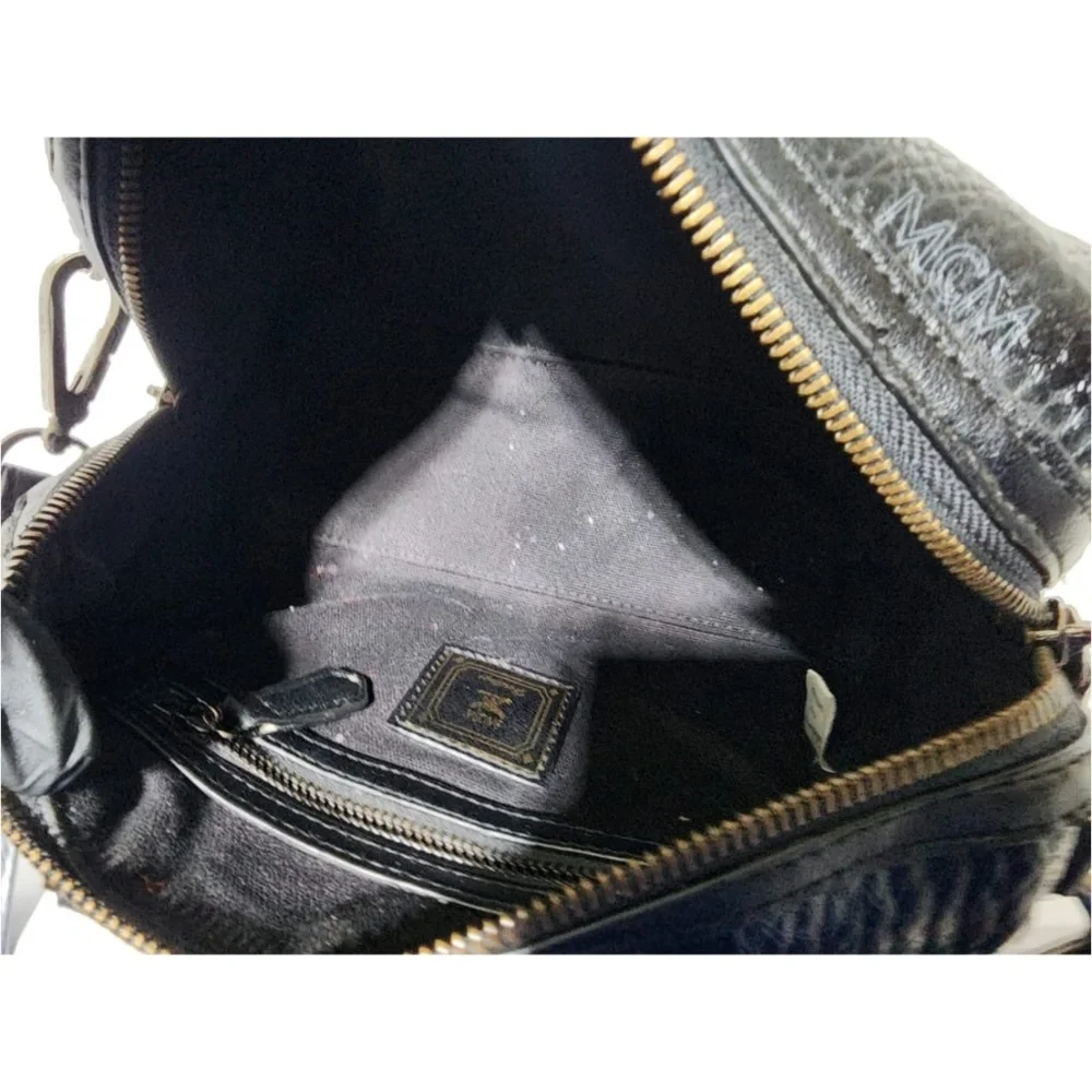 Authentic MCM Visestos Rabbit Small Boston Satchel Bag Black